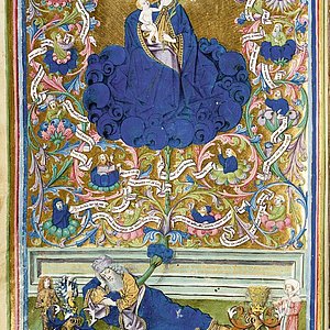 Two facsimile leaves from the Furtmeyr Bible: Mary in the light rays and Mary in the Tree of Jesse ★ Universal Art Group