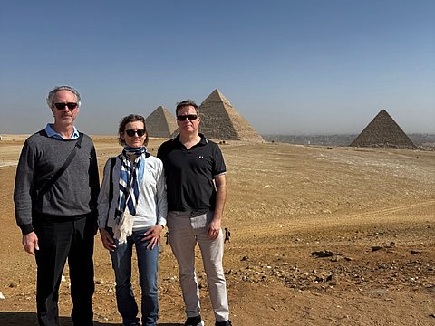 Our guiding team in Cairo in front of the pyramids Our guiding team in Cairo in front of the pyramids