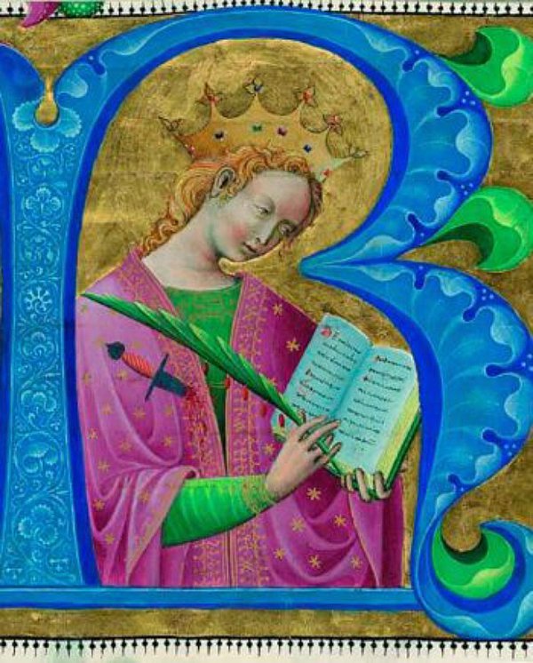 A holy martyr – Initial R from a choir book ★ Universal Art Group A holy martyr – Initial R from a choir book